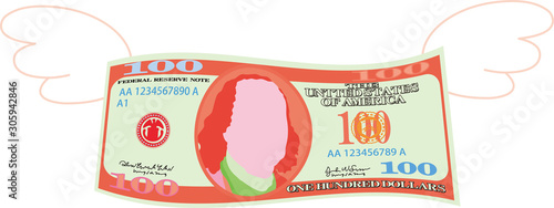 Colorful Feathered Deformed 100 dollors note