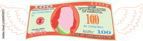 Colorful Feathered Deformed 100 dollors note