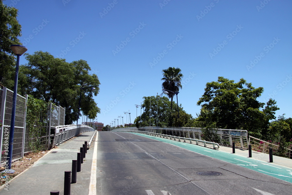 Road on the island of Cartuja in Seville