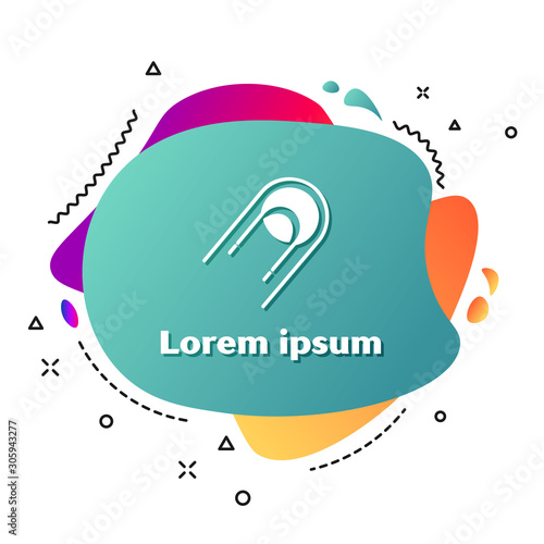 White Satellite icon isolated on white background. Abstract banner with liquid shapes. Vector Illustration