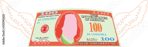 Colorful Feathered Deformed 100 dollors note