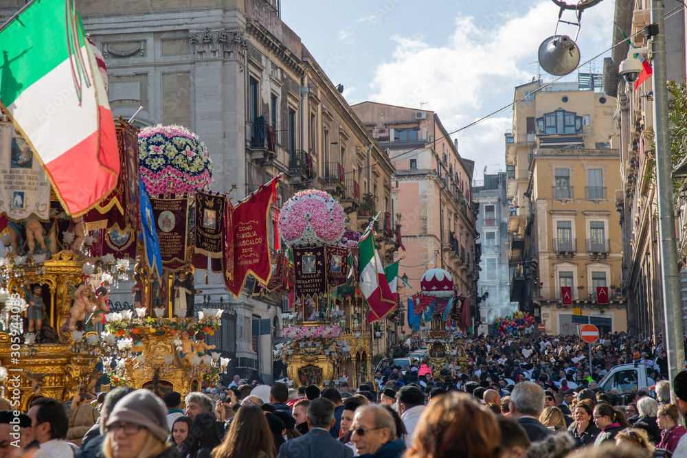 Catania Sicily, Italy - 4 February 2018. Feast of Saint Agata. Patronal feast in Sicily