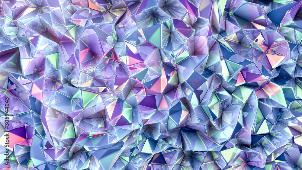 Fototapeta premium Tech tech triangle crystal background. 3d illustration, 3d rendering.