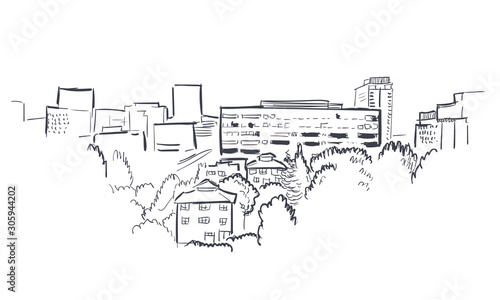 Anchorage Alaska vector sketch line usa landscape hand drawn