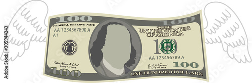 Feathered Deformed 100 dollors note