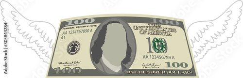 Feathered Deformed 100 dollors note