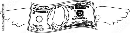 Feathered Deformed 100 dollors note outline