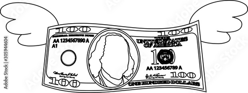 Feathered Deformed 100 dollors note outline