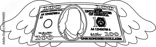 Feathered Deformed 100 dollors note outline