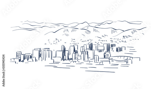 Phoenix Arizona vector sketch line usa landscape hand drawn