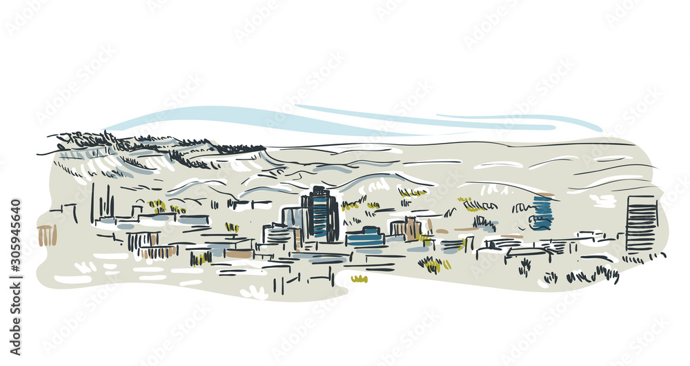 Fototapeta Billings Montana usa America vector sketch city illustration line art