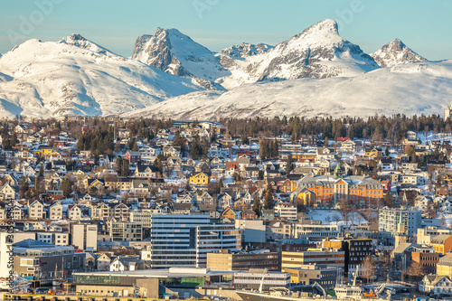 View of Tromso Norway photographed from up the Fjellheisen cable car station photo