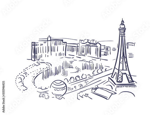 Las Vegas Nevada usa America vector sketch city illustration line art