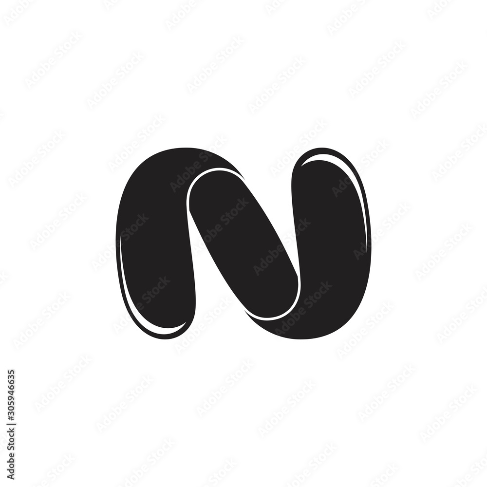 letter n motion 3d flat logo vector letter n motion 3d flat logo vector
