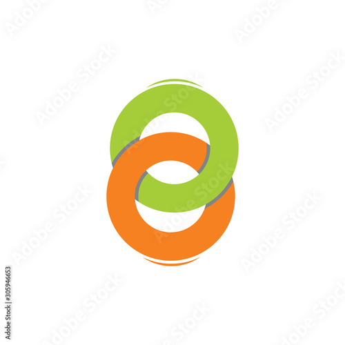 linked overlapping circle object logo vector