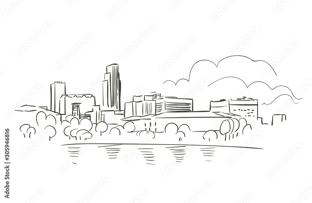 Omaha Nebraska usa America vector sketch city illustration line art