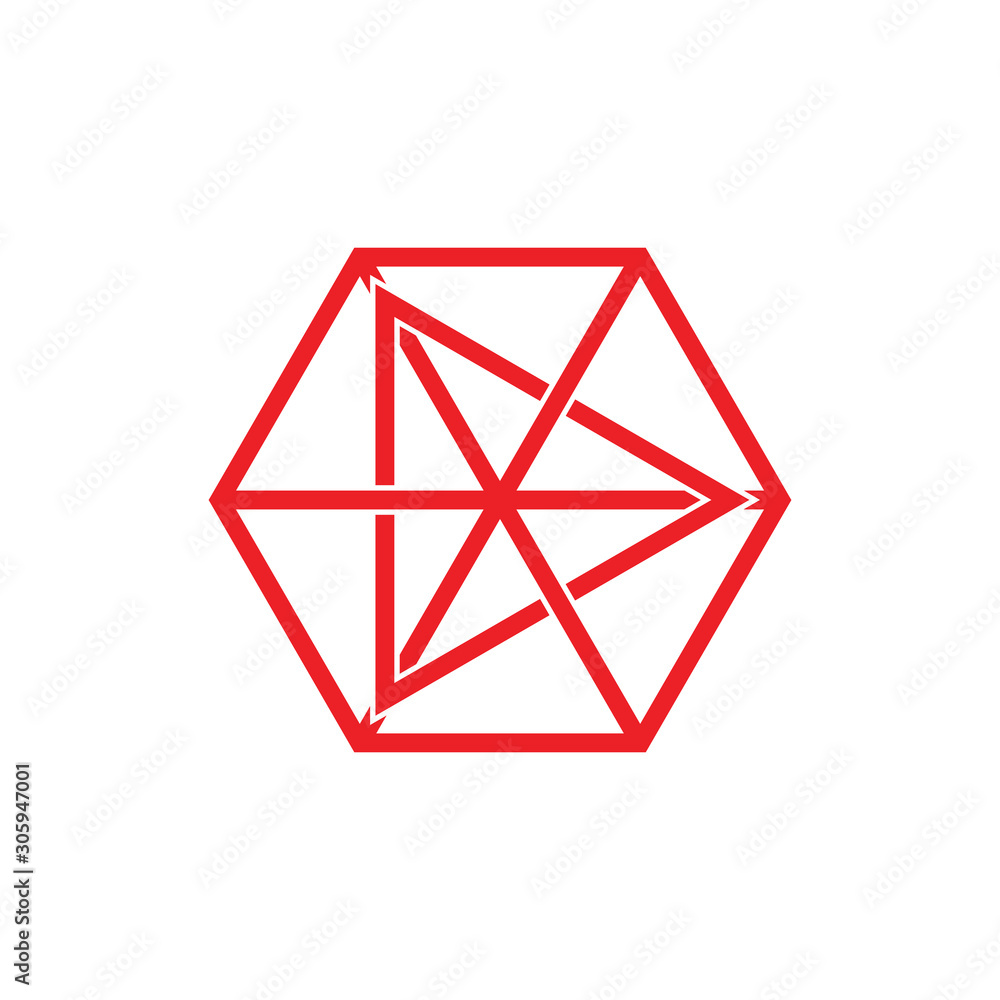 star triangle hexagonal linked line logo vector star triangle hexagonal linked line logo vector