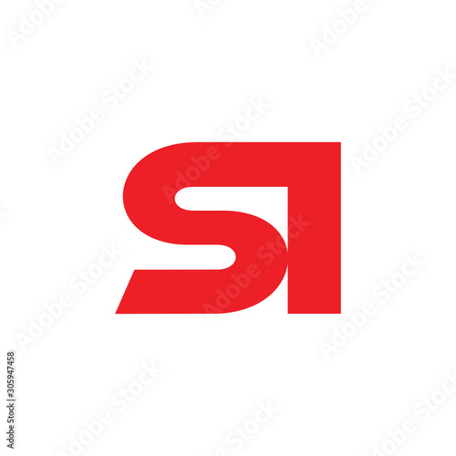 letter si capital geometric simple logo vector