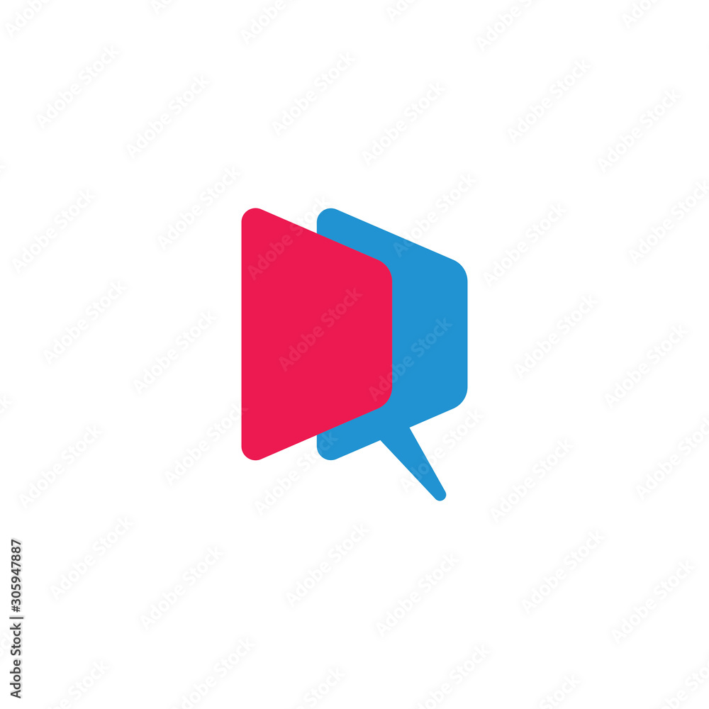Naklejka premium letter dr simple bubble talk geometric linked colorful logo vector