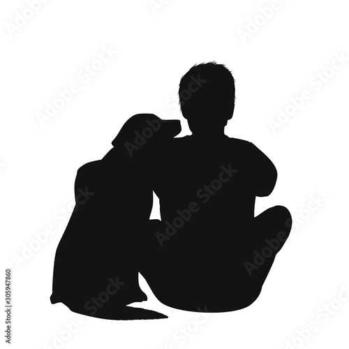 The Dog And His Master Silhouette