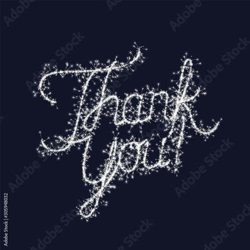 Sparkler Thank You Card on Isolated Background. Sparkling Low Poly Vector 3D Rendering