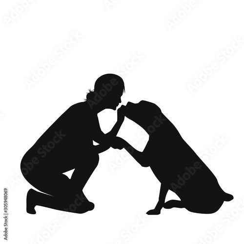 The Dog And His Master Silhouette