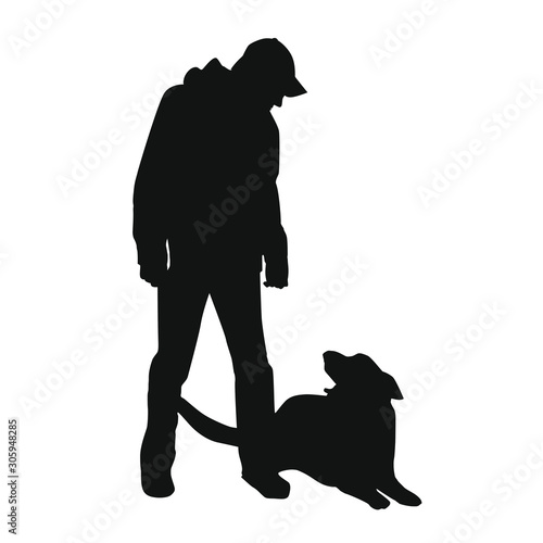 The Dog And His Master Silhouette