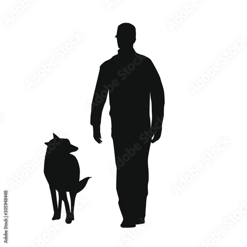 The Dog And His Master Silhouette