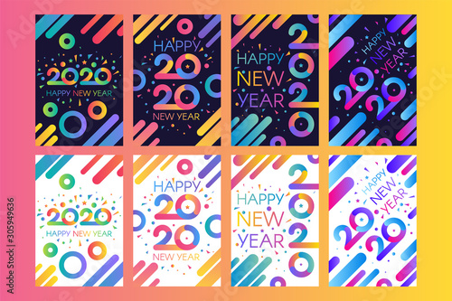 Collection 2020 Happy New Year Card Banner Set