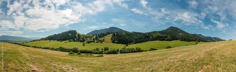 panorama view summer foothills landscape lower tatra mountains