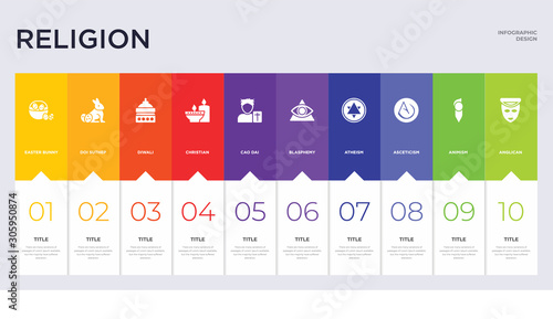 10 religion concept set included anglican, animism, asceticism, atheism, blasphemy, cao dai, christian, diwali, doi suthep icons