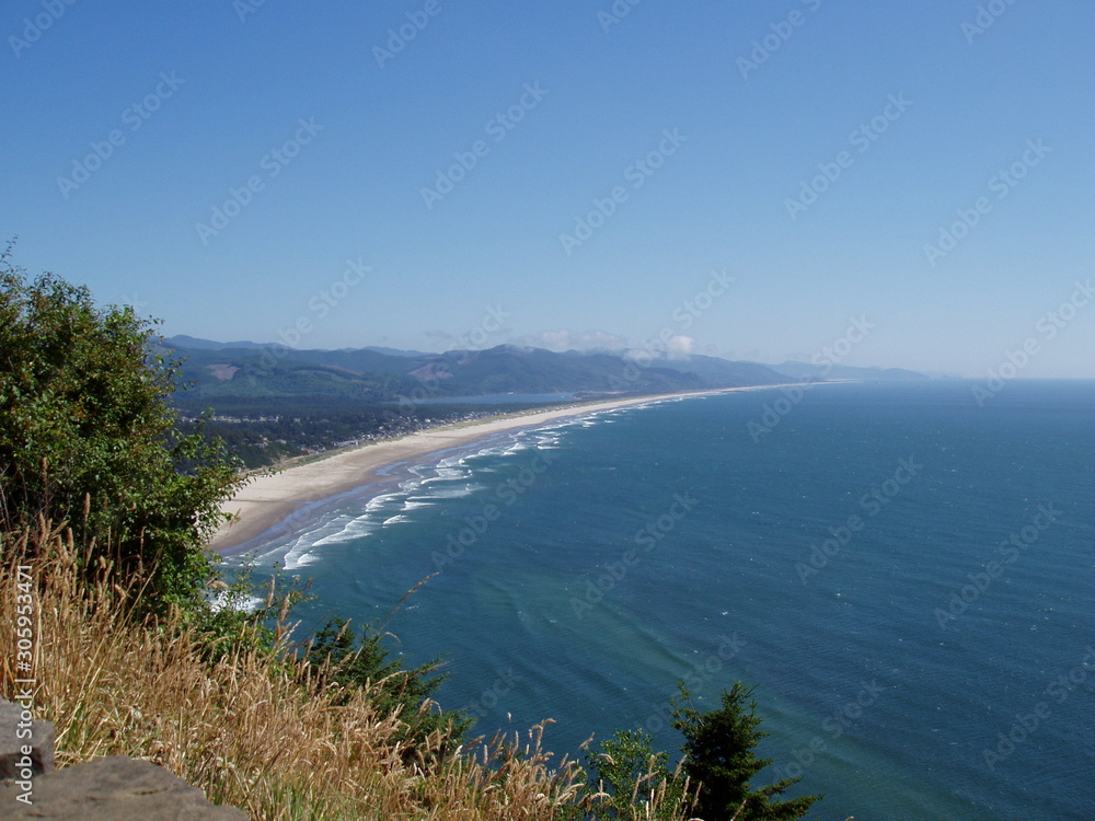 Oregon coastline showing Coastal Range mountains