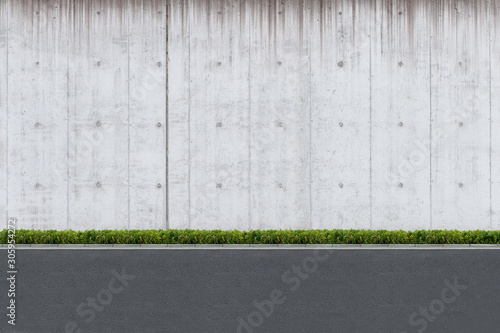 street wall background ,Industrial background, empty grunge urban street with warehouse brick wall © RobbinLee