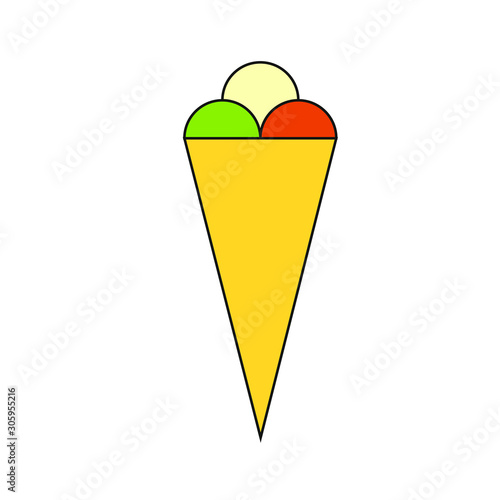 ice cream icon vector with three balls