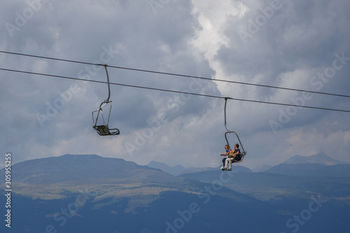 Cable Car or Ski Lift for Passergers Transportation on Alpe di Siusi, Seiser Alm, South Tyrol, Italy