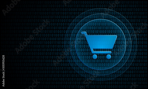 Online shopping digital cart with ripples ''Pulse Effect'' technology e-shop symbol	