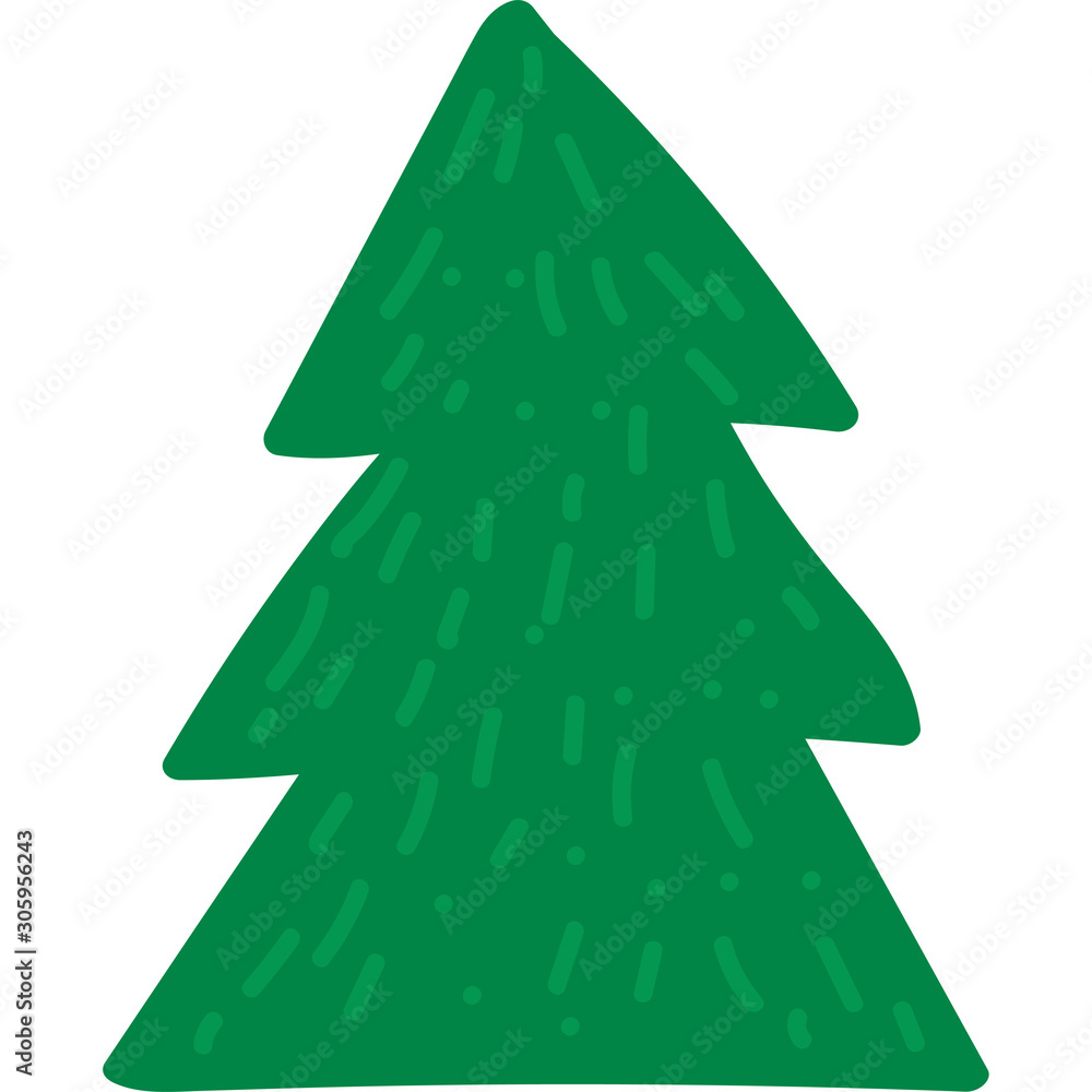 Fototapeta premium Green new year tree flat vector illustration