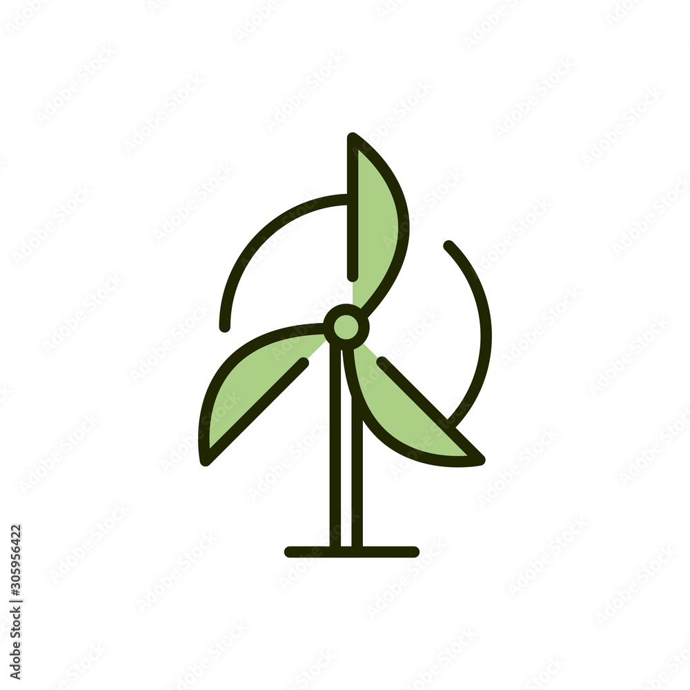 wind turbine renewable energy environment ecology line and fill