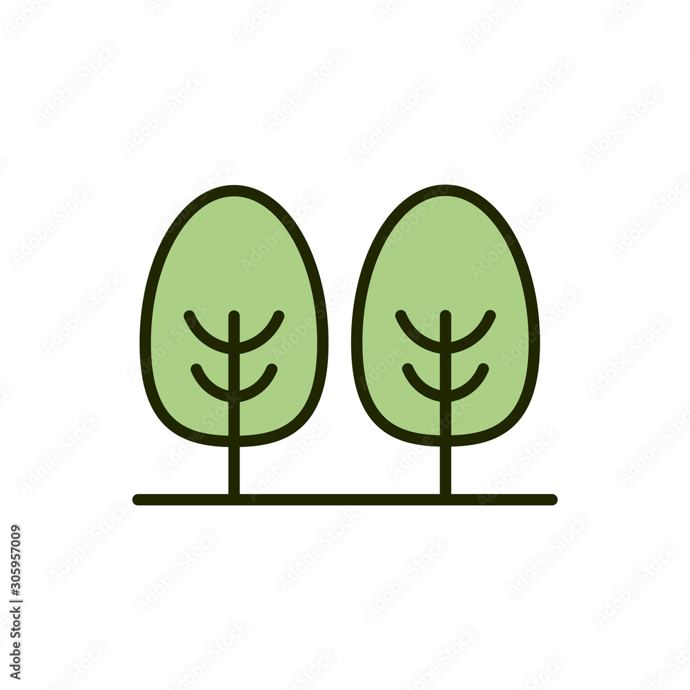 forest trees environment ecology line and fill forest trees environment ecology line and fill