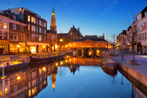 City of Leiden, The Netherlands at night
