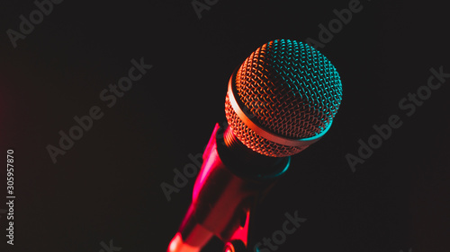 close up microphone on stand