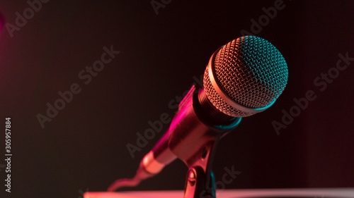 close up microphone on stand