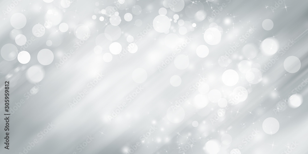 Obraz premium white and gray Christmas light with snowflake bokeh background, Winter backdrop wallpaper.