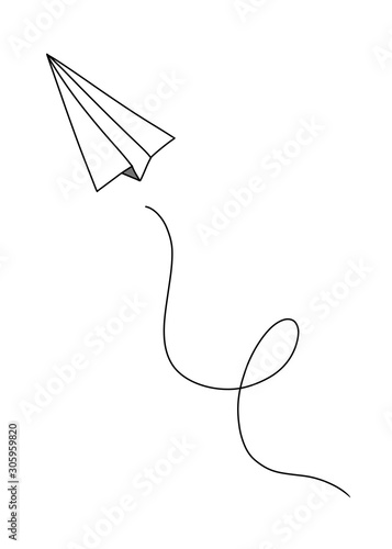 Paper airplane. Travel, route symbol. Set of vector illustration of hand drawn paper plane. Isolated. Outline. Hand drawn doodle airplane. Black linear paper plane icon. Illustration