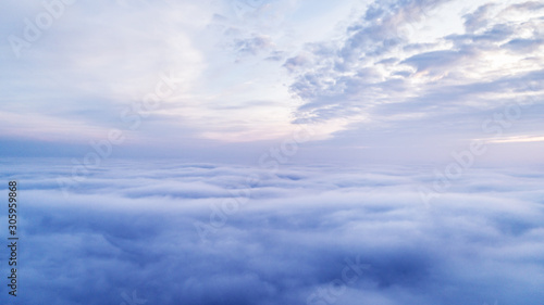 Canvas Print Cloud. Flying over the clouds. Photo taken from a drone.