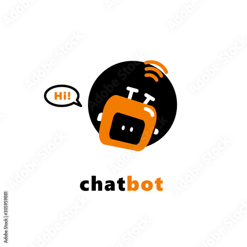 Vector illustration of funny chatbot say Hi. Artificial intelligence concept.