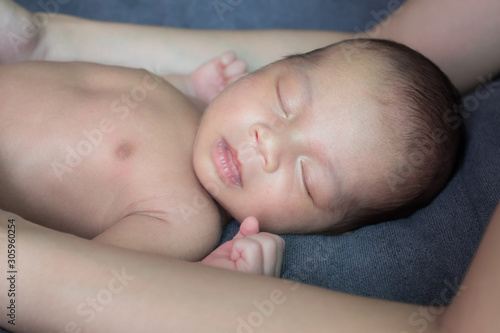 Portrait of cute Asian baby, concept create newborn.