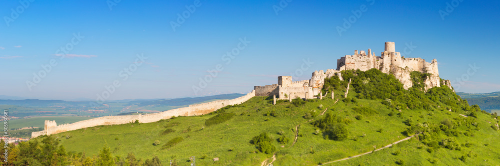 The ruined Spiš Castle in Slovakia on a sunny day