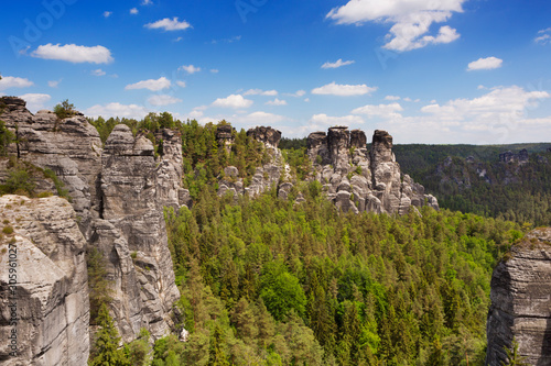 Rock formations in the Saxon Switzerland region in Germany