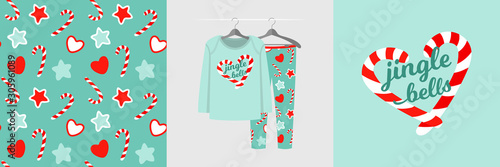 Seamless Christmas pattern and illustration for kid with candy